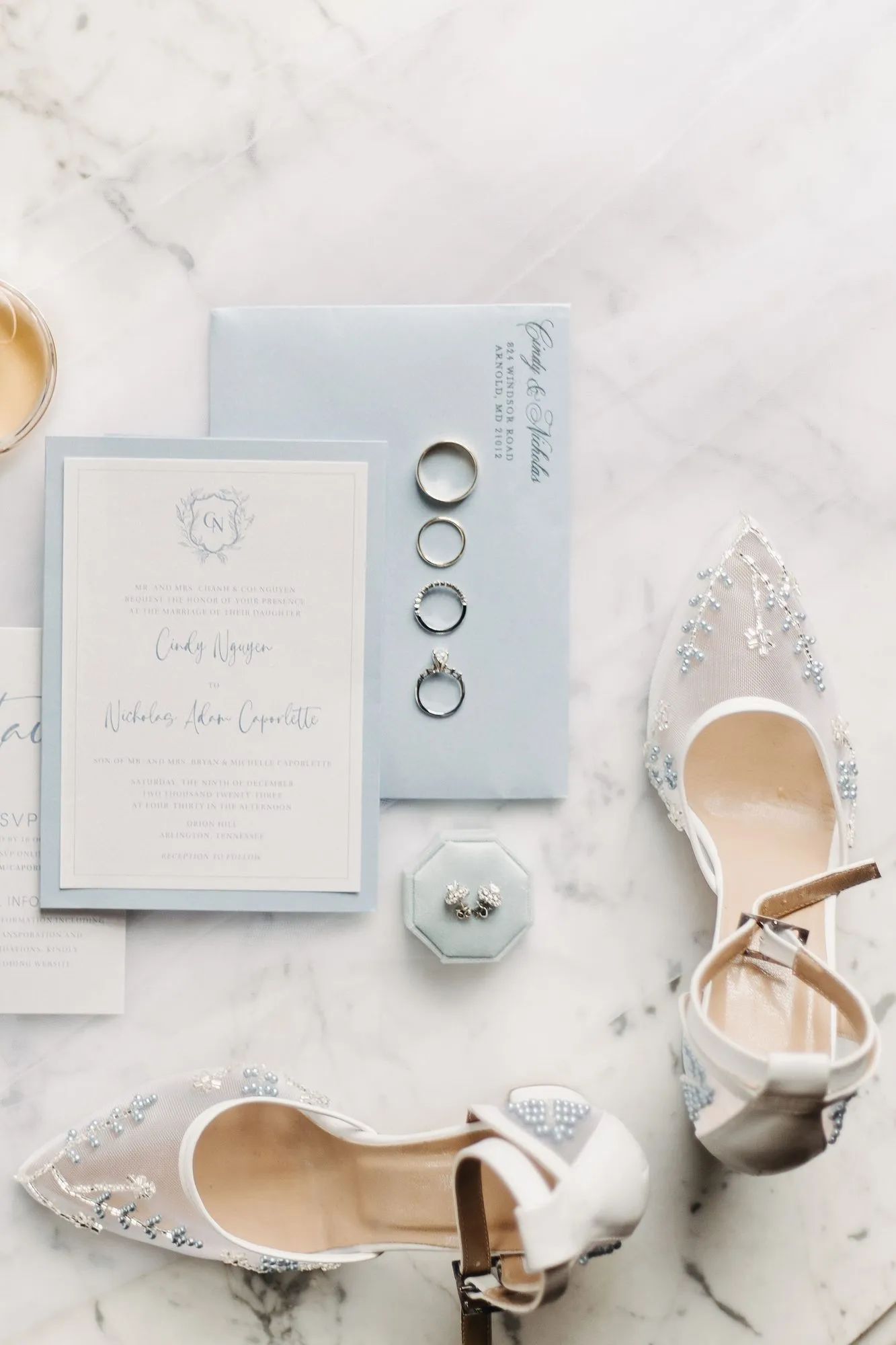 Invitation suite styled with florals