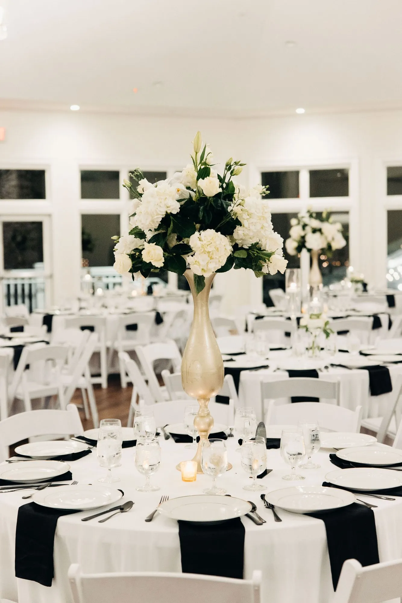 Tablescape centerpiece with lush florals