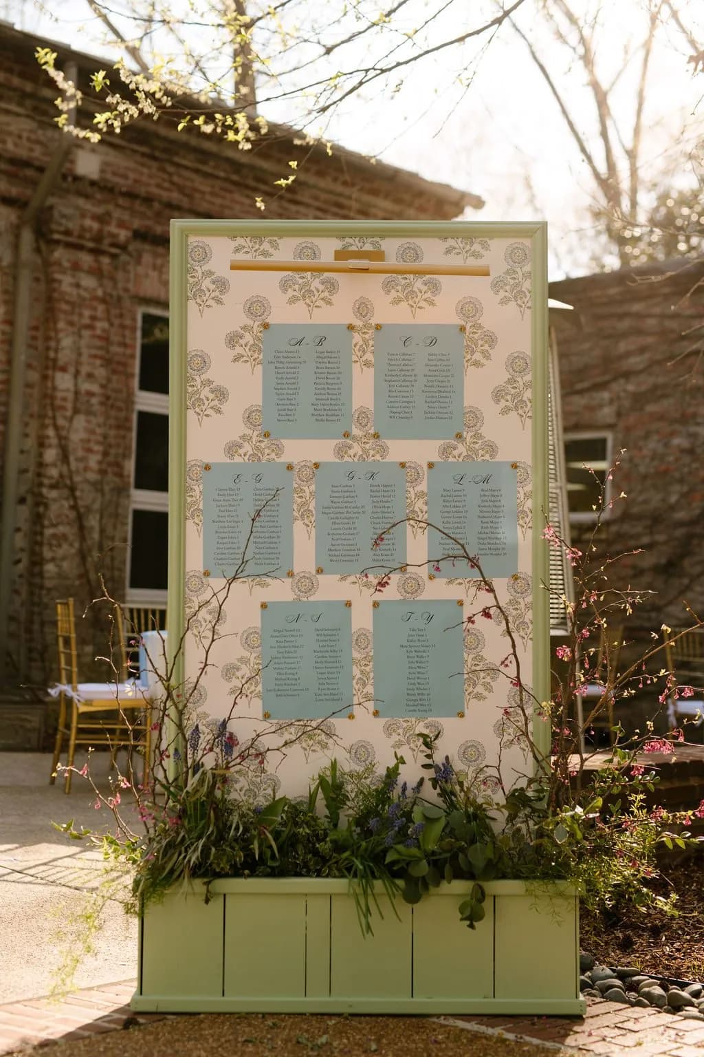The seating chart display