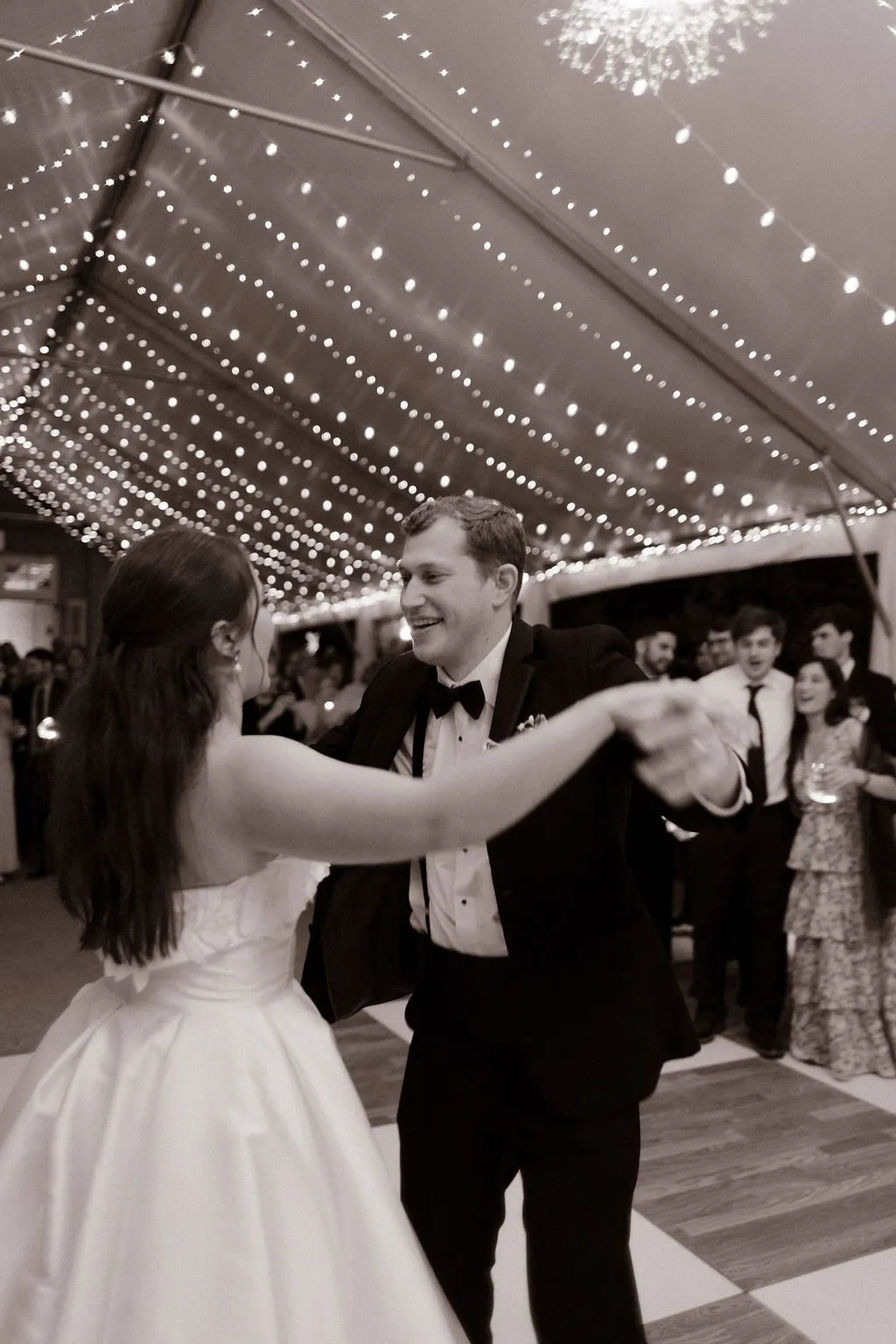 The first dance in black and white