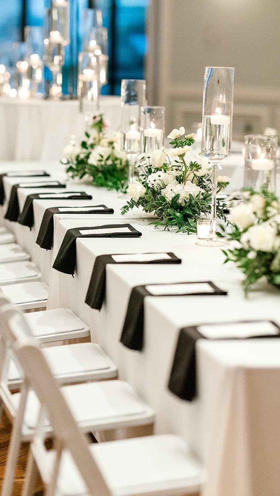 Head table detail with florals